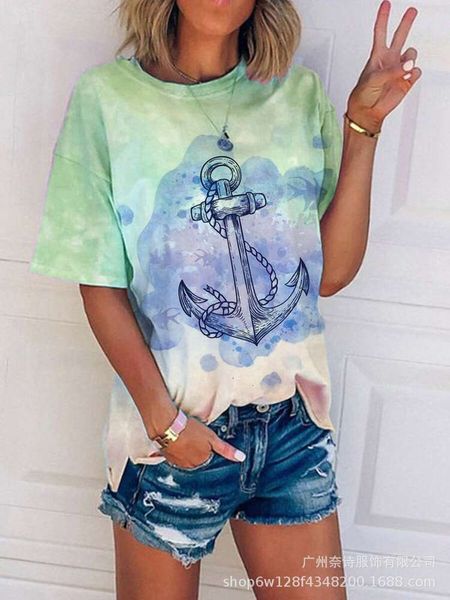 

t-shirt women's loose round neck short sleeve printed zuv1, White