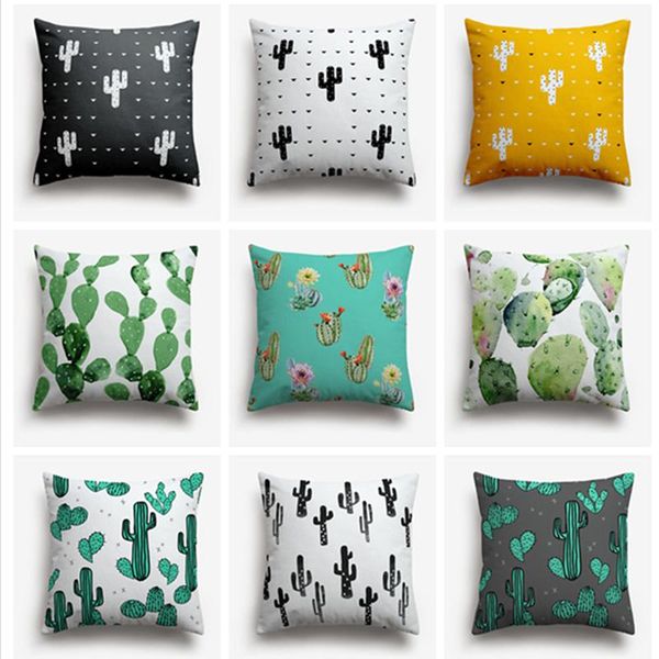 

sweetenlife watercolor pattern throw pillow covers tropical cactus case red&yellow flowers decorative cushion cushion/decorative
