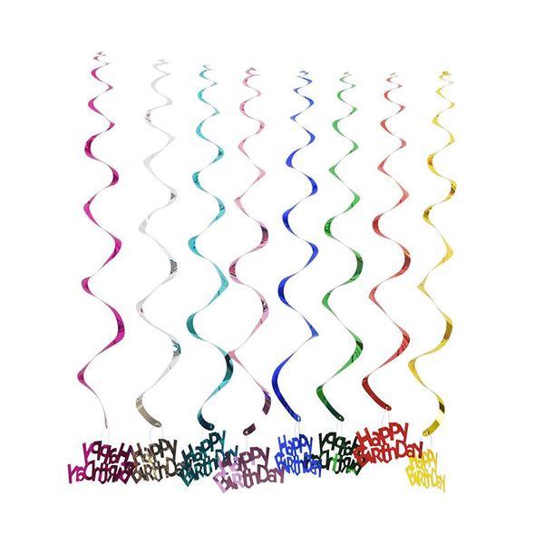

party decoration 6pcs spiral foil ornaments happy birthday pvc swirls garlands baby shower