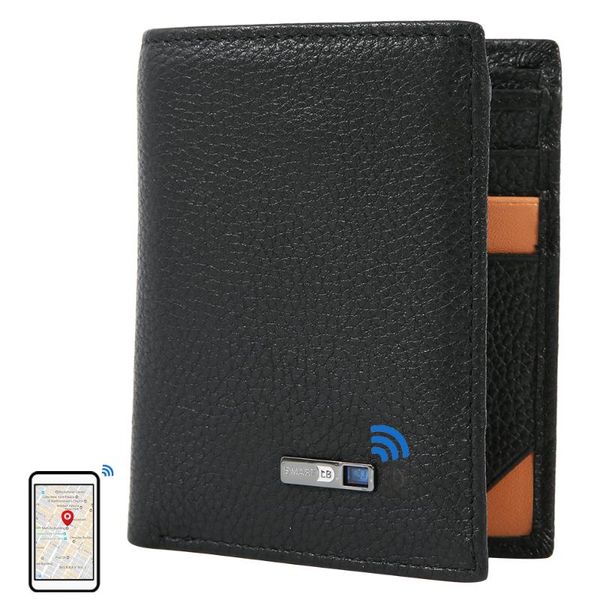 

wallets smart wallet genuine leather men and woman male luxury bluetooth-compatible anti-lost purse, Red;black