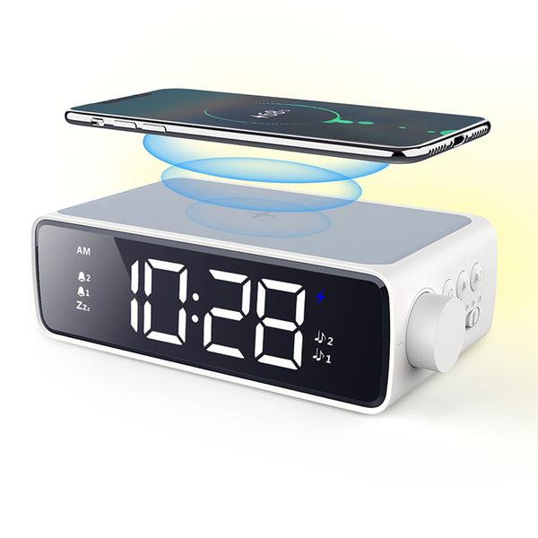 

15w fast wireless charger 3 in 1 night light led alarm clock wireless charging pad with desk lamp