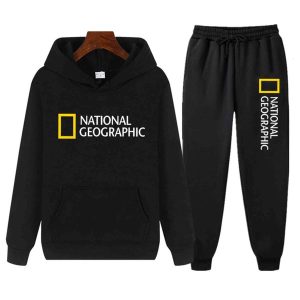 

men's tracksuits sports autumn print fleece hoodie + sweatpants fitness training men and women running hmap, Gray