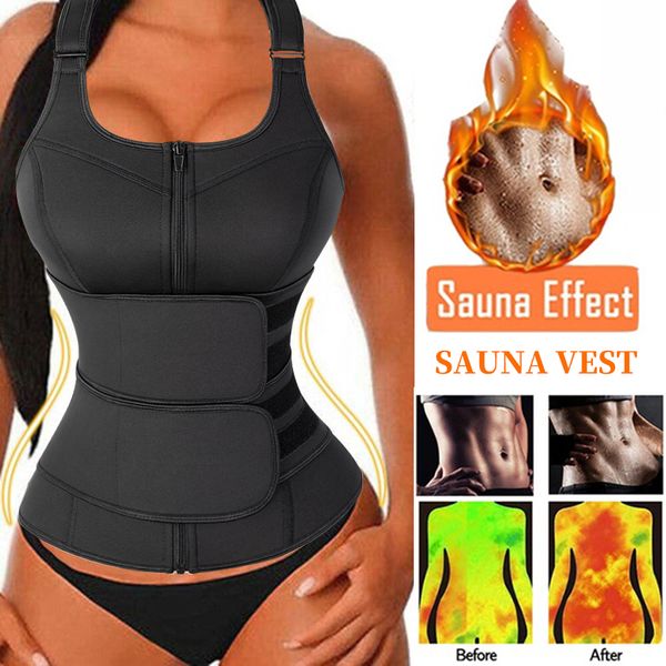 

neoprene sauna waist trainer corset sweat vest for women weight loss compression trimmer workout fitness body shaper
