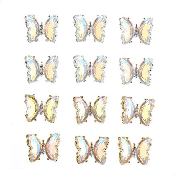 

12pcs 3d shape manicure decor nail art parts diy ornaments1, Silver;gold