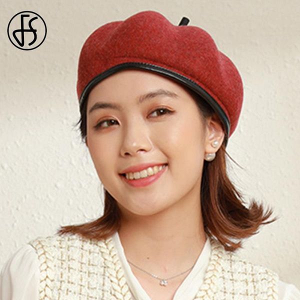 

berets fs 100% wool women pumpkin autumn winter french artist hat vintage girls painter hats beret femme female warm cap 2021, Blue;gray