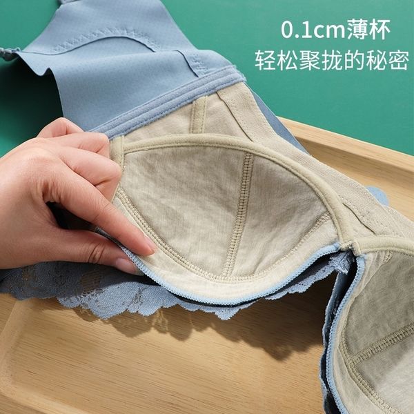 

6uqt super thin cup copper fiber women's lace gathered large size underwear bralace bra large chest show small underwear thin style br, Red;black