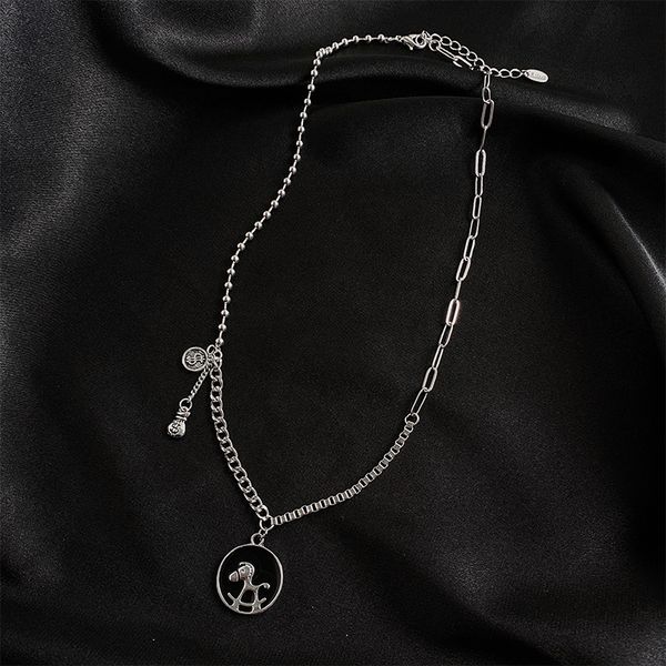 

xianlan409 pony light chain necklace female ins hip-hop clavicle luxury niche new design feeling net in red sweater chain, Silver