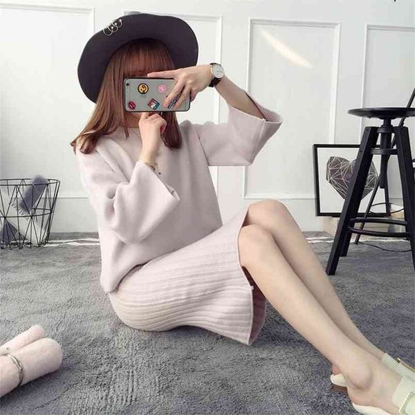 

two pieces pullover slim women knitted sweater for long 210427, White;black