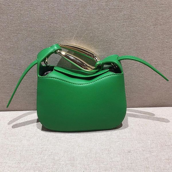 

evening bags female bag 2021 european and american fashion wild metal wristband small round cowhide shoulder messenger handba