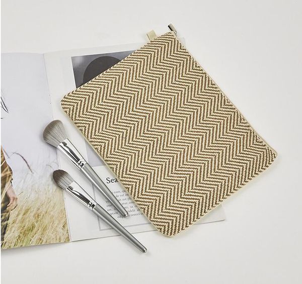 

dhl100pcs cosmetic case women pp&canvas knitting beige large capacity makeup bags