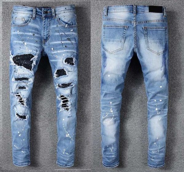 

mens designer pants new style casual skinny sweatpants mens designer jeans drop crotch jogging pants mens jeans, Blue