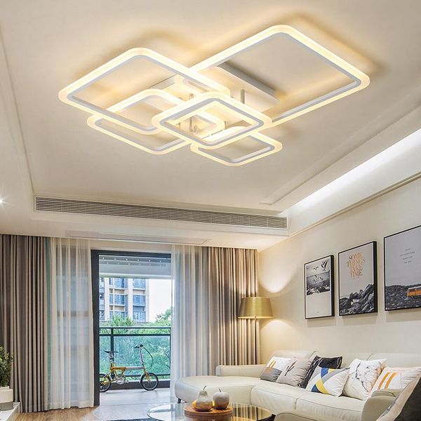 

ceiling lights square ring light nordic white modern surface mounted dimmable lustre led lamp bedroom living room decor