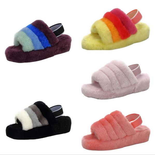 

women men slides furry slippers fashion personality men's women's slipper indoor 35-42, Black
