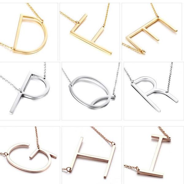 

chains rosegold titanium steel 26 english letters a-z clavicle necklace for women gold jewelry christmas gift birthday, Silver