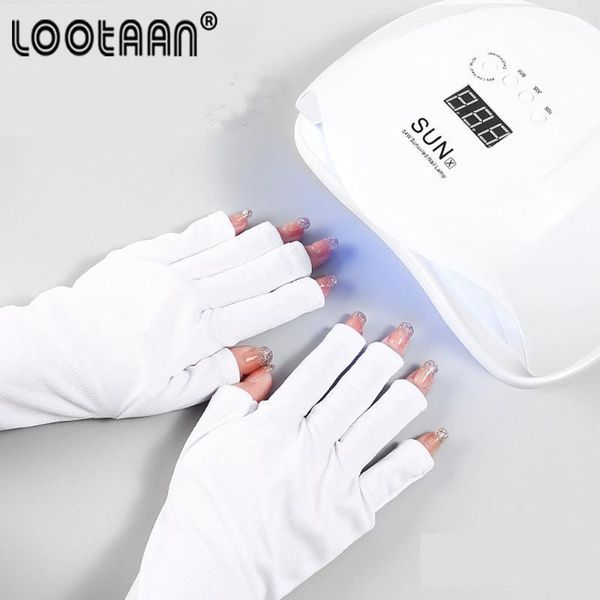 

pair anti uv nail gloves gel shield glove fingerless manicure art tools led lamp nails dryer radiation hand protection1