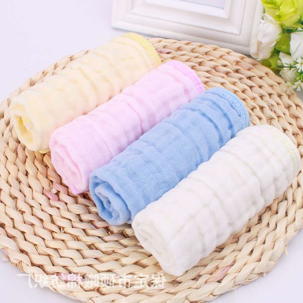 

handkerchief six layer edging square baby pure cotton class a washing gauze saliva towel children's handkerchief, White