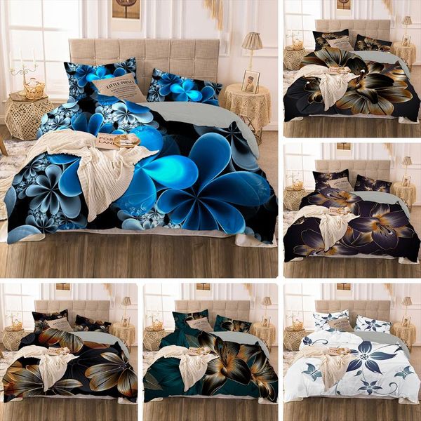 

bedding sets luxury 3d gold flower printed set creative  king size duvet cover 2/3pcs nordic covers 240x220 for home textiles