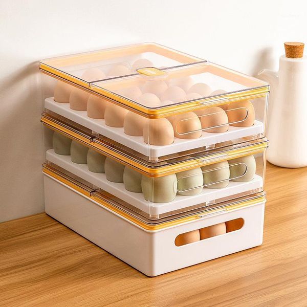 

storage bottles & jars 24 cell egg rack refrigerator container stackable plastic tray with dust cover and handle suitable for er