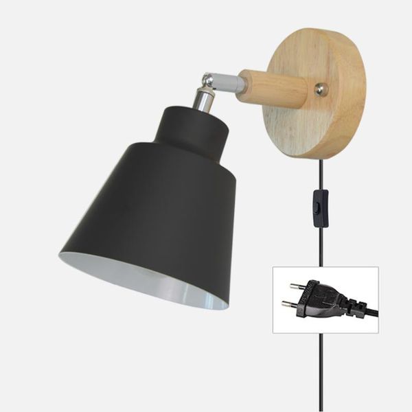 

nordic indoor wall lamps with plug aluminum light e27 macaroon 6 color bedside eu/us sconces switch decor