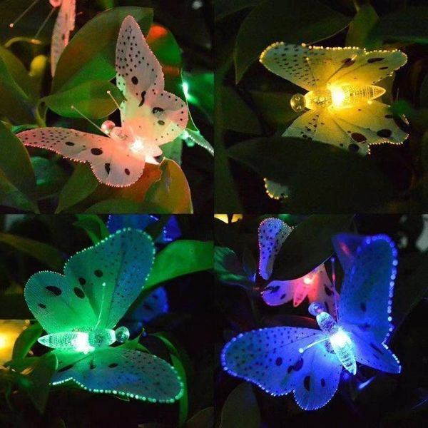 

solar lamps 12/20/30 led lights light outdoor butterfly fiber optic fairy waterproof garden decoration