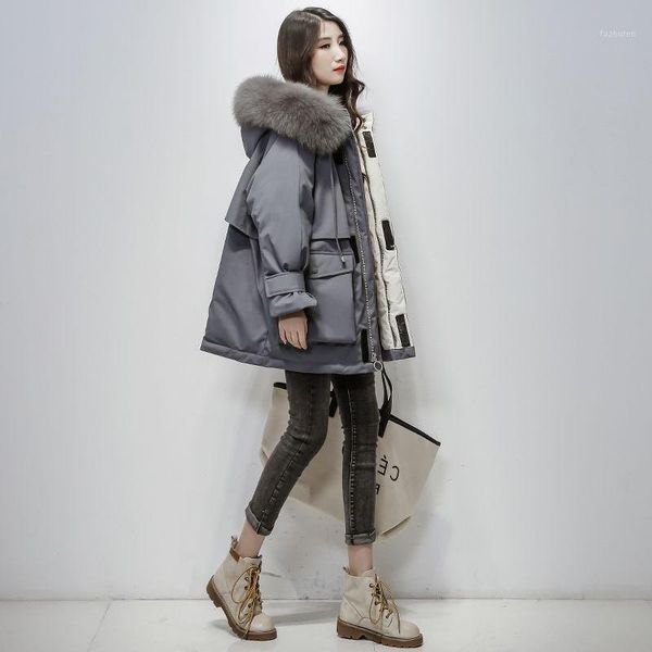 

women's down & parkas winter clothes women 2021 large man-made fur hooded jacket thick warm sash tie up snow coat woman p6, Black