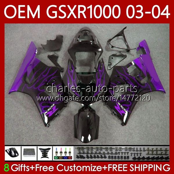 Обсуды OEM 100% подходят для Suzuki 1000CC K3 Purple Flame GSX-R1000 03-04 Body 67NO.210 GSXR 1000 CC GSXR1000 2003 2004 K 3 GSX R1000 GSXR-1000 03 04 Инъекционная плесень