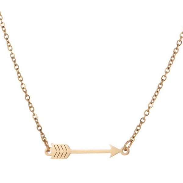 

pendant necklaces retro personality geometric ladies necklace fashion wild stainless steel simple arrow clavicle chain girls day small, Silver