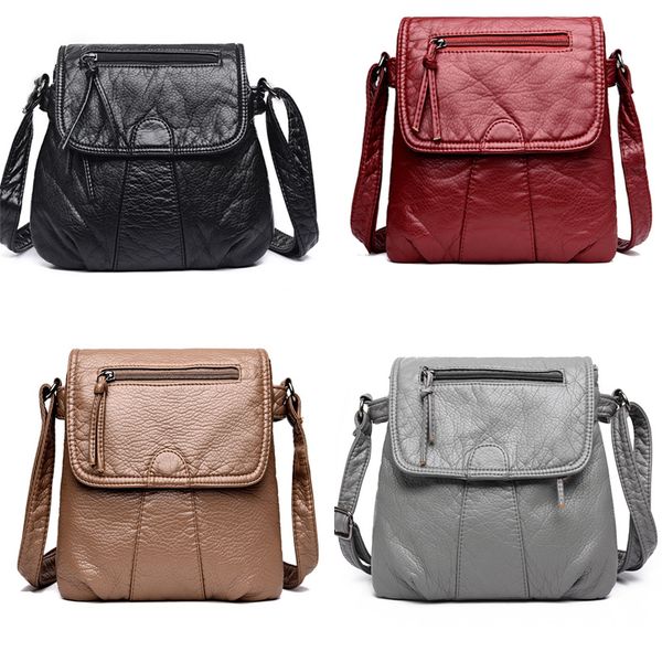 

dhl50pcs messenger bags women pu square flap cover large capacity hasp cross body bag mix color
