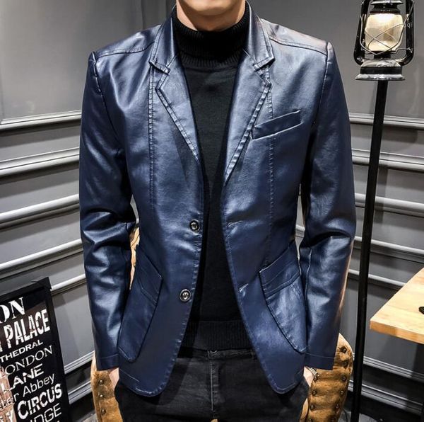 

spring autumn mens pu leather jacket slim motorcycle coat men suits jackets clothes personalized jaqueta de couro black blue men's fur