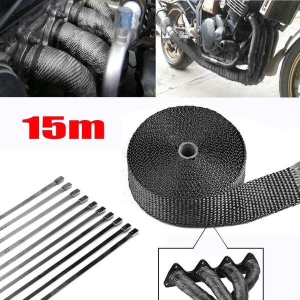 

motorcycle exhaust system 15m/20m roll fiberglass heat shield header pipe wrap tape thermal protection insulat