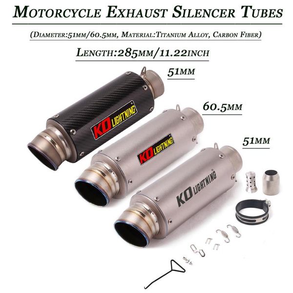 

motorcycle exhaust system 60.5mm 51mm pipe with removable db killer titanium alloy carbon fiber refit tail muffler