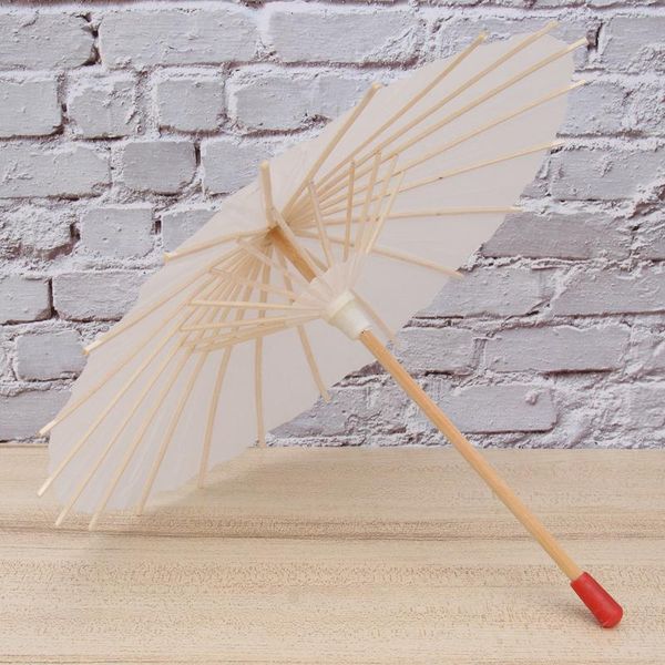 

umbrellas 2pcs white paper parasol umbrella chinese japanese wedding decoration (size 22 handle pattern for random