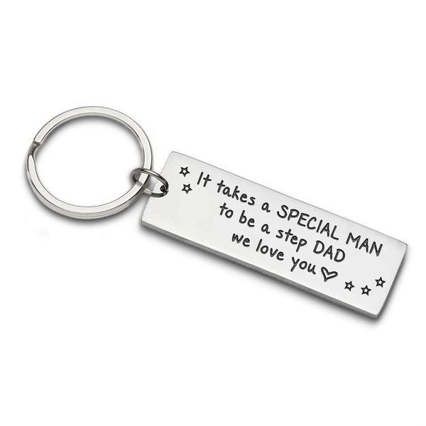 

10pieces/lot stepdad keychain gifts for him step father non-biological dad father from wife kids fathers day birthday wedding gifts, Silver