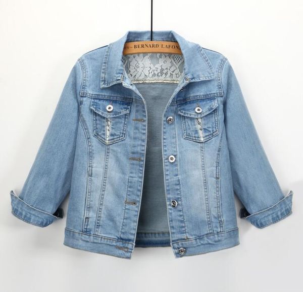 

women's jackets 2021 summer slim short jacket retro light color denim seven sleeve female, Black;brown
