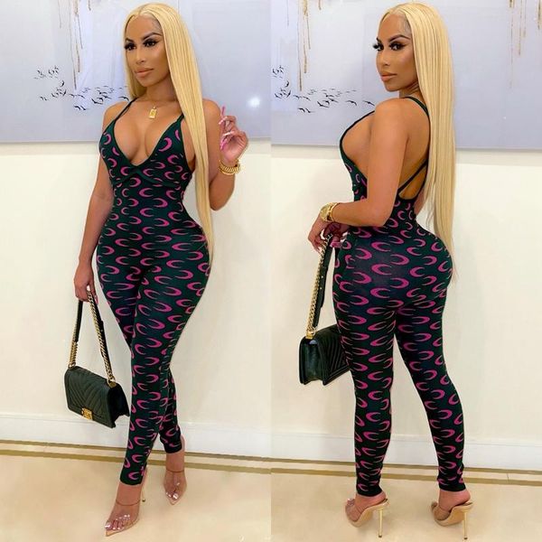 

women's swimwear plus size fall print sling jumpsuit women romper bodysuit one piece outfits lounge vacation streetwear wholesale items, White;black