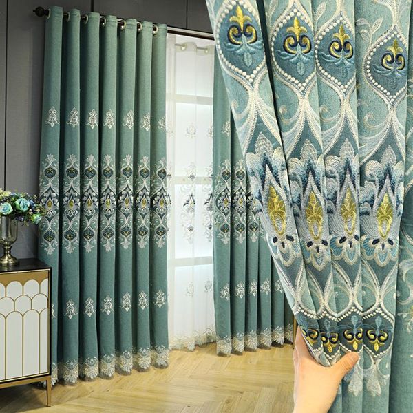 

curtain & drapes european-style embroidery thickened blackout curtains for living room bedroom balcony finished window customization