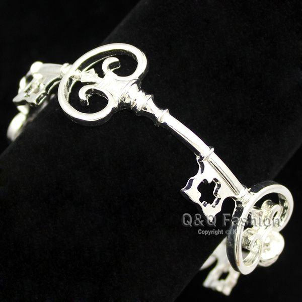 

vintage victorian skeleton key cross bridal bracelet bangle cuff valentine anime halloween jewelry party wedding q0719, Black