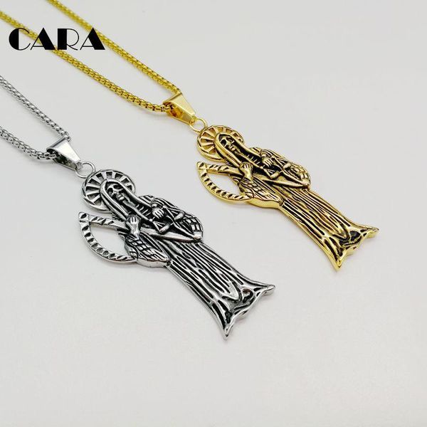 

pendant necklaces 2021 316l stainless steel grim reaper skeleton necklace punk gothetic skull men fashion cara0376, Silver
