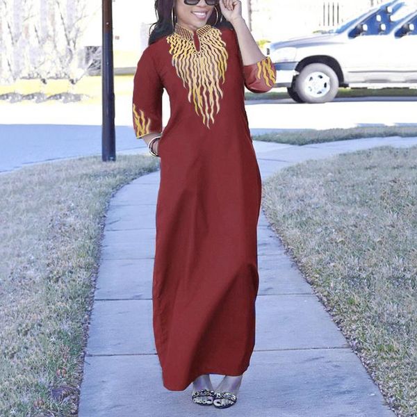 

casual dresses plus size for women embroidery stand collar loose straight fashion elegant vintage evening night party vestidos mujer, Black;gray