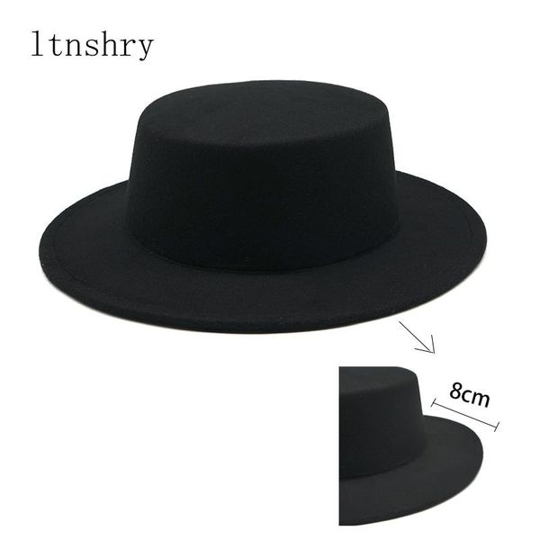 

fashion 8cm big side vintage wide brim felt bowler hats floppy cloche fedora cap hat band elegant female, Blue;gray