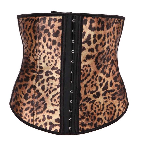 

waist tummy shaper yellow leopard print rubber tunic 4 steel bone seal clip band waistband large xs-6xl