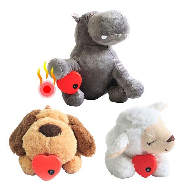 

dog toy heartbeat pet heating plush comfortable behavioral training aid cat sleep heart beat plush doll