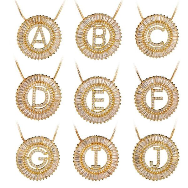 

other women circle hollow out cubic zirconia letter pendant necklace vintagerendy bohemian jewelry decor accessory gift, Silver