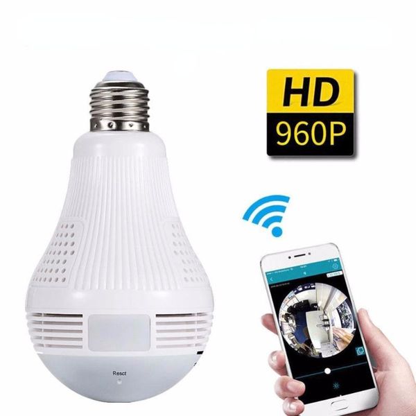 

mini cameras ip camera 360 degree led light 960p wireless panoramic home security wifi cctv fisheye bulb lamp two ways audio