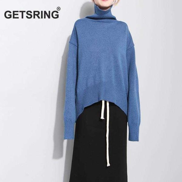 

getsring women sweater irregular sweaters oversized pullover and pullovers turtleneck plus size winter 210601, White;black
