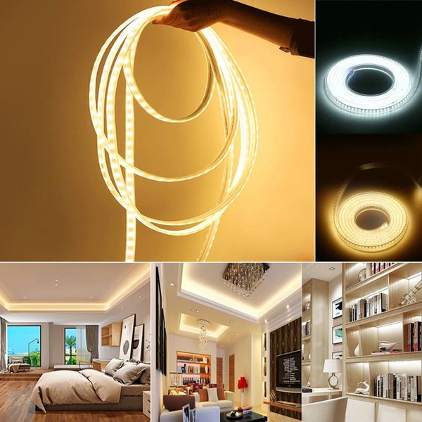 

strips 220v led strip 2835 high safety flexible light 120leds/m waterproof 1m/2m/3m/5m/10m/15m/20m with eu power plug