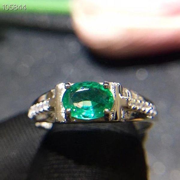 

cluster rings natural emerald ring, genuine 925 sterling silver engagement simple style of with certificate, Golden;silver