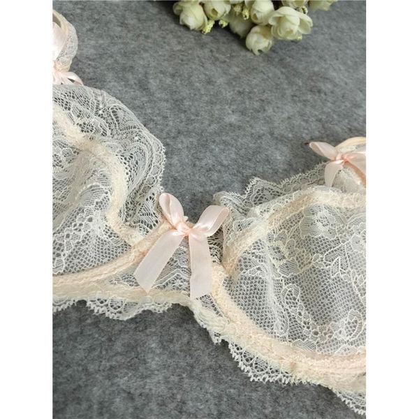 

bra set lace super thin transparent cup, Red;black