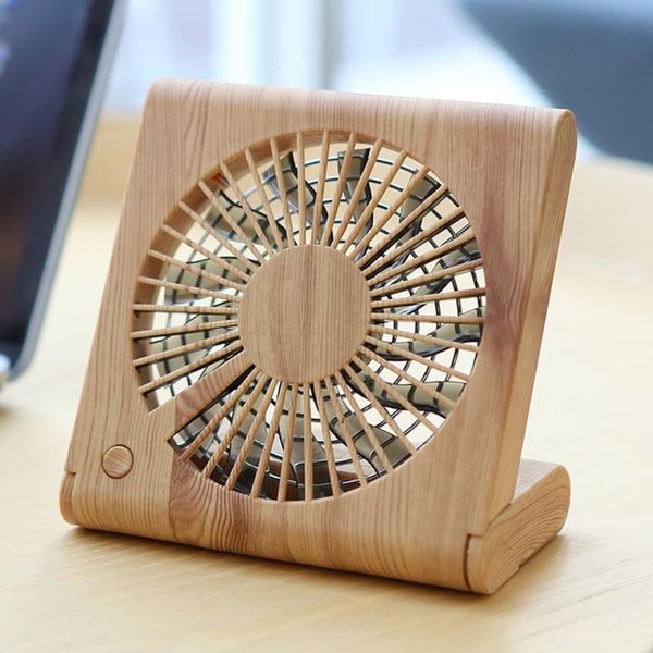 

electric fans wood grain deskfan usb charging mini three speed adjustable portable 35eb