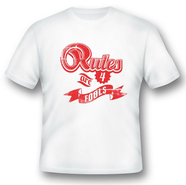 

rules are for fools black or white tee shirt, White;black